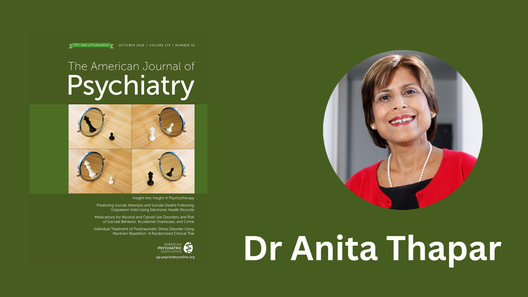 Dr Anita Thapar și copertă American Journal of Psychiatry